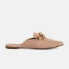 imageJuliet Holy Womens Mules Flats Pointed Toe Backless Loafers Slip on Metal Chain SlidesLight Brown