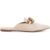 imageJuliet Holy Womens Mules Flats Pointed Toe Backless Loafers Slip on Metal Chain SlidesNude