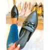 imageJuliet Holy Womens Mules Flats Pointed Toe Backless Loafers Slip on Metal Chain SlidesPlastic Chainblack