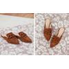 imageJuliet Holy Womens Mules Flats Pointed Toe Backless Loafers Slip on Metal Chain SlidesPlastic Chaindark Brown
