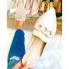 imageJuliet Holy Womens Mules Flats Pointed Toe Backless Loafers Slip on Metal Chain SlidesPlastic Chainsand