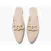imageJuliet Holy Womens Mules Flats Pointed Toe Backless Loafers Slip on Metal Chain SlidesPlastic Chainsand