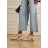 imageJuliet Holy Womens Pumps Pointed Toe Slip on Slingback Cute Bowknot Classic Chunky Block HeelsBeige