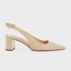 imageJuliet Holy Womens Pumps Pointed Toe Slip on Slingback Cute Bowknot Classic Chunky Block HeelsBeige