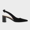 imageJuliet Holy Womens Pumps Pointed Toe Slip on Slingback Cute Bowknot Classic Chunky Block HeelsBlack