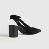 imageJuliet Holy Womens Pumps Pointed Toe Slip on Slingback Cute Bowknot Classic Chunky Block HeelsBlack