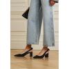imageJuliet Holy Womens Pumps Pointed Toe Slip on Slingback Cute Bowknot Classic Chunky Block HeelsBlack