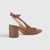 imageJuliet Holy Womens Pumps Pointed Toe Slip on Slingback Cute Bowknot Classic Chunky Block HeelsLight Coffee