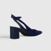 imageJuliet Holy Womens Pumps Pointed Toe Slip on Slingback Cute Bowknot Classic Chunky Block HeelsNavy