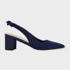 imageJuliet Holy Womens Pumps Pointed Toe Slip on Slingback Cute Bowknot Classic Chunky Block HeelsNavy