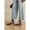 imageJuliet Holy Womens Pumps Pointed Toe Slip on Slingback Cute Bowknot Classic Chunky Block HeelsNavy