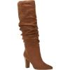 imageJuliet Holy Womens Knee High Boots Pointed Toe Pull On Chunky Heel Winter BootiesBrown