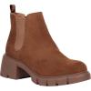 imageJuliet Holy Womens Lug Sole Platform Ankle Booties Chelsea Slip on Chunky Block Heel Leather Combat BootsDark Cognac