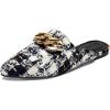 imageJuliet Holy Womens Mules Flats Pointed Toe Backless Loafers Slip on Metal Chain SlidesBlack White