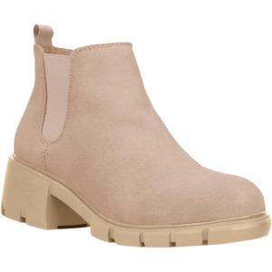 imageJuliet Holy Boys Girls Ankle Boots Platform Chunky Block Heel Slip On Lug Sole Chelsea Booties for Toddler Little Big KidCamel Beige