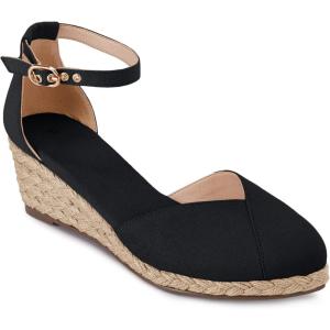 imageJuliet Holy Womens Espadrilles Sandals Closed Toe Platform Ankle Strap Casual Summer WedgesStyle 1 Black