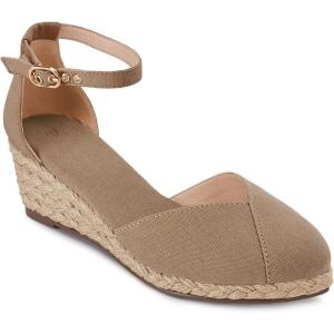 imageJuliet Holy Womens Espadrilles Sandals Closed Toe Platform Ankle Strap Casual Summer WedgesStyle 1 Light Brown