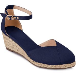 imageJuliet Holy Womens Espadrilles Sandals Closed Toe Platform Ankle Strap Casual Summer WedgesStyle 1 Navy