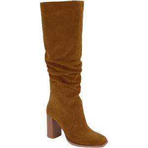 imageJuliet Holy Womens Knee High Boots Chunky High Heel Square Toe Side Zipper Wide Calf BootDark Brown