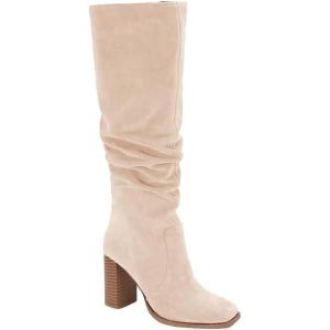 imageJuliet Holy Womens Knee High Boots Chunky High Heel Square Toe Side Zipper Wide Calf BootNude