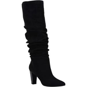 imageJuliet Holy Womens Knee High Boots Pointed Toe Pull On Chunky Heel Winter BootiesBlack