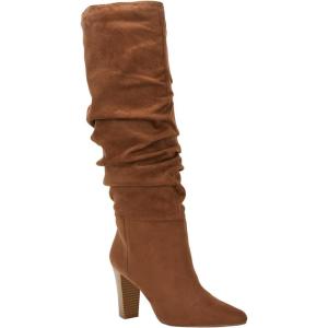 imageJuliet Holy Womens Knee High Boots Pointed Toe Pull On Chunky Heel Winter BootiesBrown