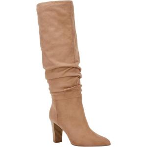 imageJuliet Holy Womens Knee High Boots Pointed Toe Pull On Chunky Heel Winter BootiesKhaki