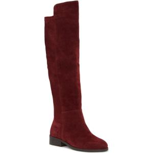imageJuliet Holy Womens Knee High Boots Round Toe Chunky Block Heels Suede Fashion Winter BootiesBurgundy