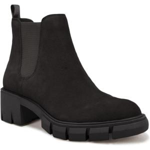 imageJuliet Holy Womens Lug Sole Platform Ankle Booties Chelsea Slip on Chunky Block Heel Leather Combat BootsCool Black