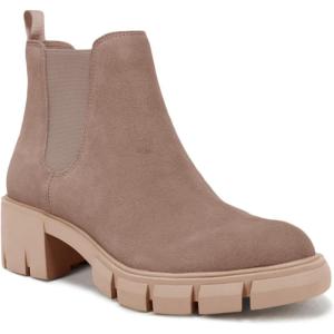 imageJuliet Holy Womens Lug Sole Platform Ankle Booties Chelsea Slip on Chunky Block Heel Leather Combat BootsTaupe
