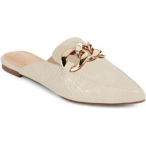 imageJuliet Holy Womens Mules Flats Pointed Toe Backless Loafers Slip on Metal Chain SlidesApricot