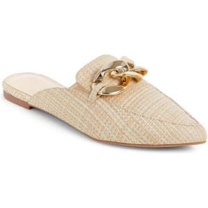 imageJuliet Holy Womens Mules Flats Pointed Toe Backless Loafers Slip on Metal Chain SlidesBeige Yellow