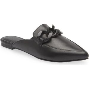 imageJuliet Holy Womens Mules Flats Pointed Toe Backless Loafers Slip on Metal Chain SlidesPlastic Chainblack
