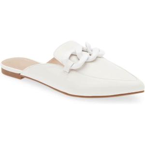 imageJuliet Holy Womens Mules Flats Pointed Toe Backless Loafers Slip on Metal Chain SlidesPlastic Chainivory