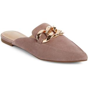 imageJuliet Holy Womens Mules Flats Pointed Toe Backless Loafers Slip on Metal Chain SlidesTaupe