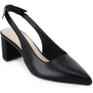 imageJuliet Holy Womens Pumps Pointed Toe Slip on Slingback Cute Bowknot Classic Chunky Block HeelsBlack2