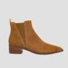 imageJuliet Holy Womens Chelsea Boots Fashion Winter Pointed Toe Chunky Stacked Low Heel Slip On Ankle BootiesBrown