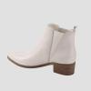 imageJuliet Holy Womens Chelsea Boots Fashion Winter Pointed Toe Chunky Stacked Low Heel Slip On Ankle BootiesWhite