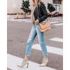 imageJuliet Holy Womens High Heel Booties Pointed Toe V Cut Back Zipper Short Dress Ankle BootsBeige