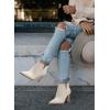 imageJuliet Holy Womens High Heel Booties Pointed Toe V Cut Back Zipper Short Dress Ankle BootsBeige