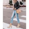 imageJuliet Holy Womens High Heel Booties Pointed Toe V Cut Back Zipper Short Dress Ankle BootsLight Sand