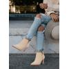 imageJuliet Holy Womens High Heel Booties Pointed Toe V Cut Back Zipper Short Dress Ankle BootsLight Sand
