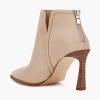 imageJuliet Holy Womens High Heel Booties Pointed Toe V Cut Back Zipper Short Dress Ankle BootsLight Sand