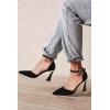 imageJuliet Holy Womens Pumps Point Closed Toe Heels Buckle Ankle Strap DOrsay Heeled SandalsBlack