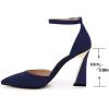 imageJuliet Holy Womens Pumps Point Closed Toe Heels Buckle Ankle Strap DOrsay Heeled SandalsNavy Blue