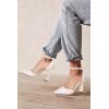 imageJuliet Holy Womens Pumps Point Closed Toe Heels Buckle Ankle Strap DOrsay Heeled SandalsWhitepu