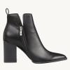 imageJuliet Holy Womens V Cut Ankle Boots Pointed Toe Stacked Chunky Heel Side Zipper Leather Cutout Western BootiesBlack