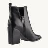 imageJuliet Holy Womens V Cut Ankle Boots Pointed Toe Stacked Chunky Heel Side Zipper Leather Cutout Western BootiesBlack