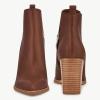 imageJuliet Holy Womens V Cut Ankle Boots Pointed Toe Stacked Chunky Heel Side Zipper Leather Cutout Western BootiesDark Brown