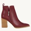 imageJuliet Holy Womens V Cut Ankle Boots Pointed Toe Stacked Chunky Heel Side Zipper Leather Cutout Western BootiesFuchsia
